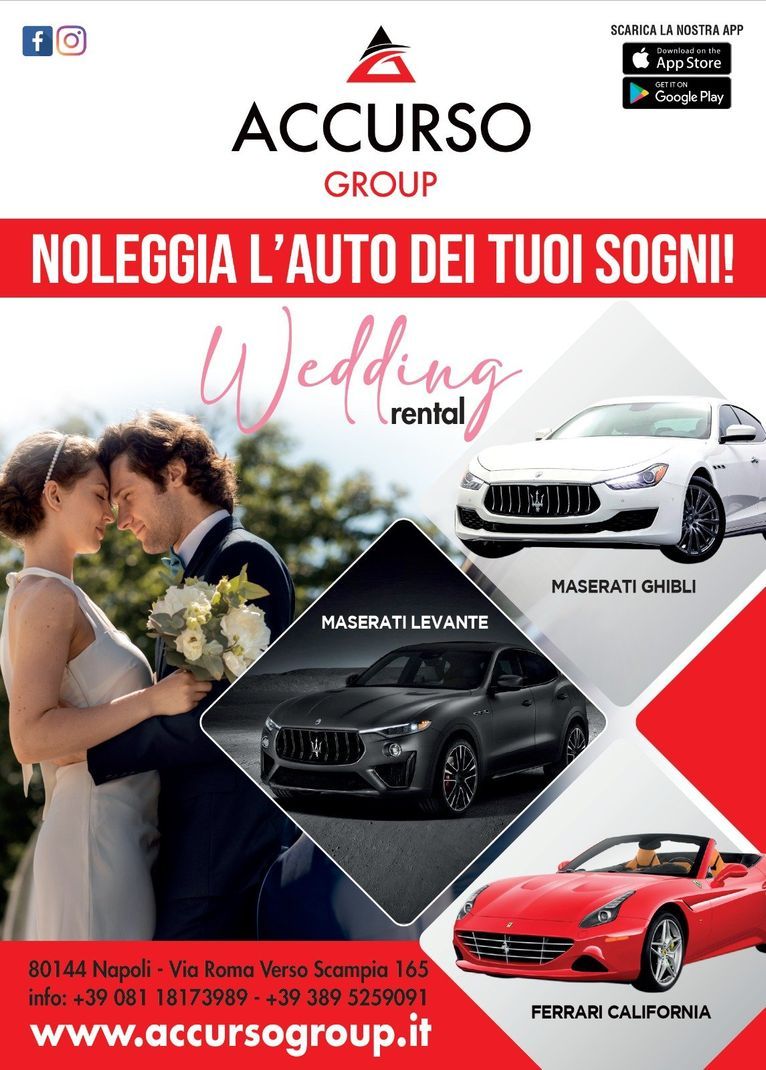Locandina Accurso Group: noleggia l’auto dei tuoi sogni per il tuo matrimonio